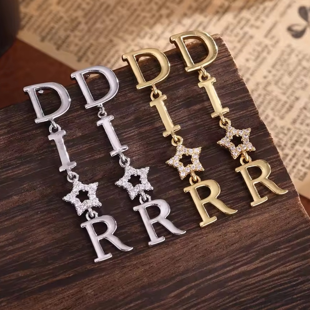 Vintage Gold Star Letter Drop Earrings - Picture 6 of 6